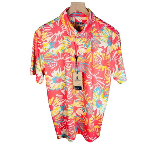 Chubbies The P.I. Performance Polo 2.0 Size Small Shirt Floral Business - Picture 1 of 8